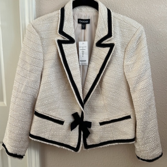 bebe Jackets & Blazers - Bebe Black & White Sparkle Tweed Blazer Jacket - fits more like a medium